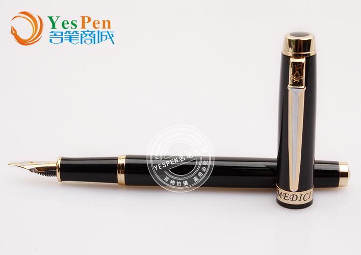 yespen名笔店 medici/梅第奇 207乔凡尼 纯黑金夹钢笔/墨水笔 礼品笔